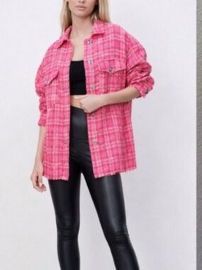Zara Hot Pink Tweed Jacket/Shacket
